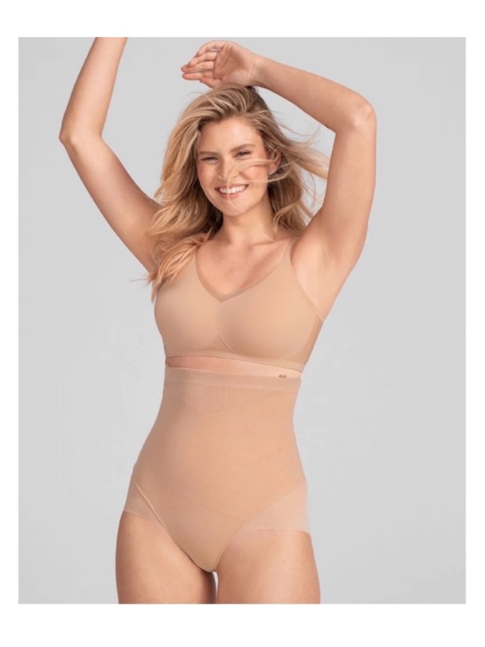 NWT HoneyLove Super Power High Waist Compression Briefs in Sand / Nude Size L - Picture 11 of 11